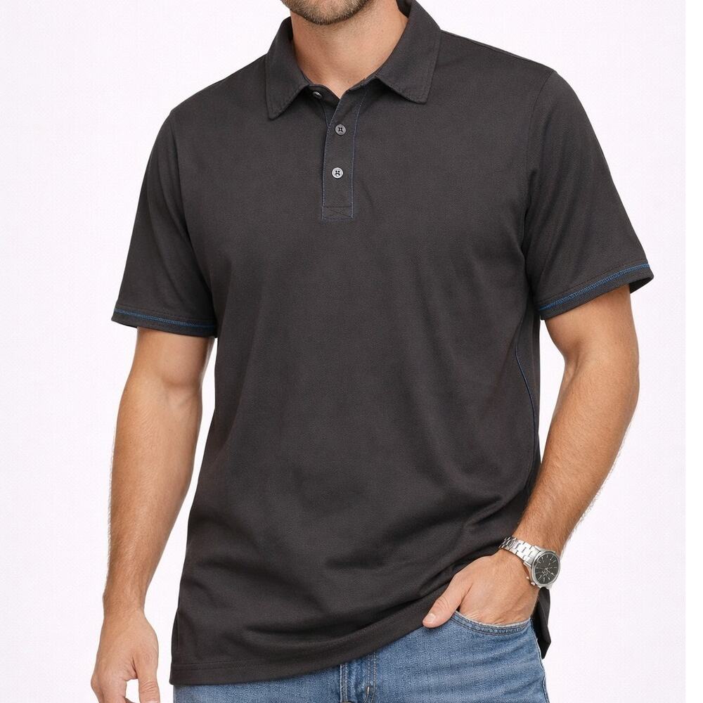 Prada Men’s Black Short Sleeve Polo Shirt Logo Detail Size Large